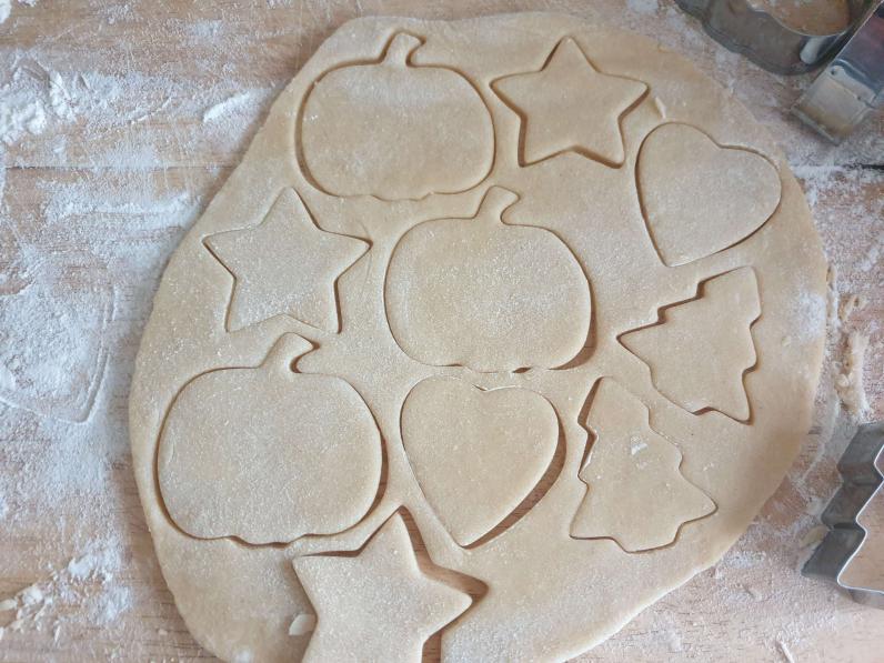 pastry with cut-out cookie shapes